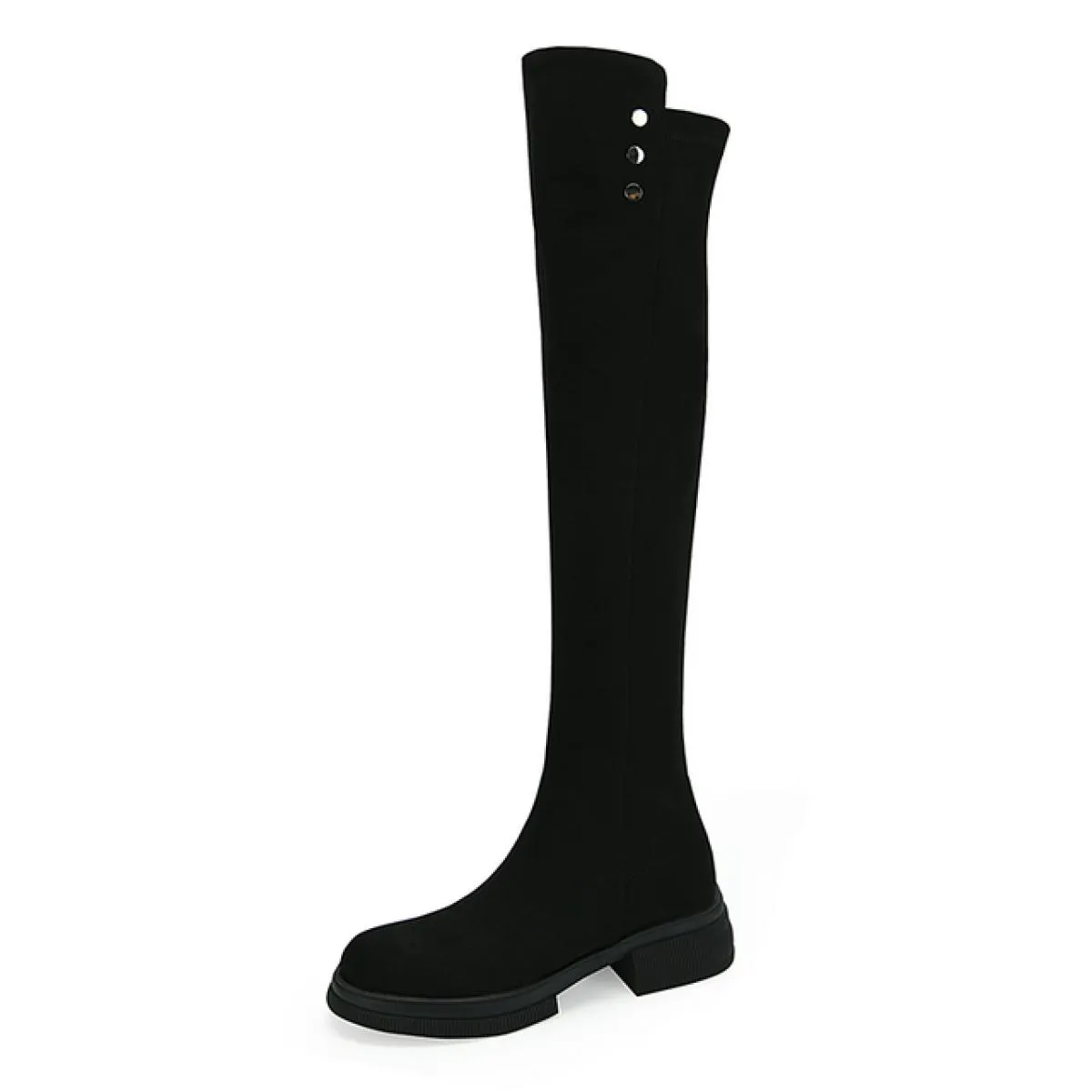 2024 Stivali sopra il ginocchio da donna in pelle scamosciata sintetica Moda punta tonda spessa tacco medio cerniere scarpe casu
