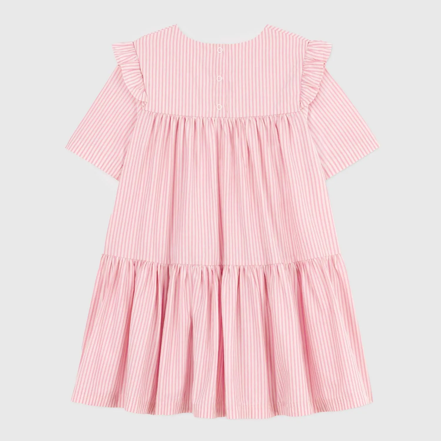 Abito A Righe Rosa A Maniche Corte Bambina