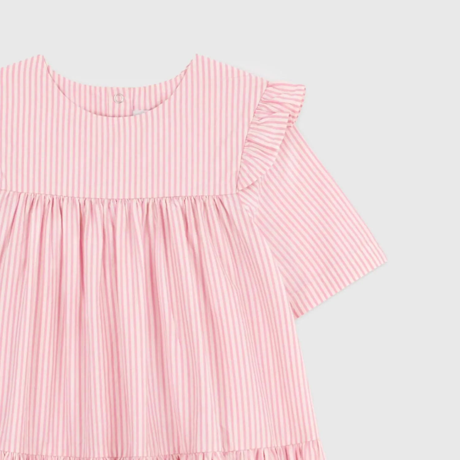 Abito A Righe Rosa A Maniche Corte Bambina