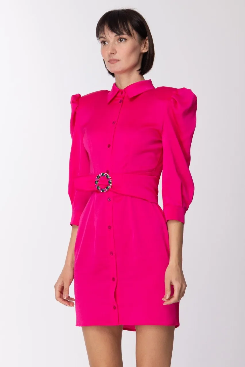 Abito chemisier con cintura Fucsia