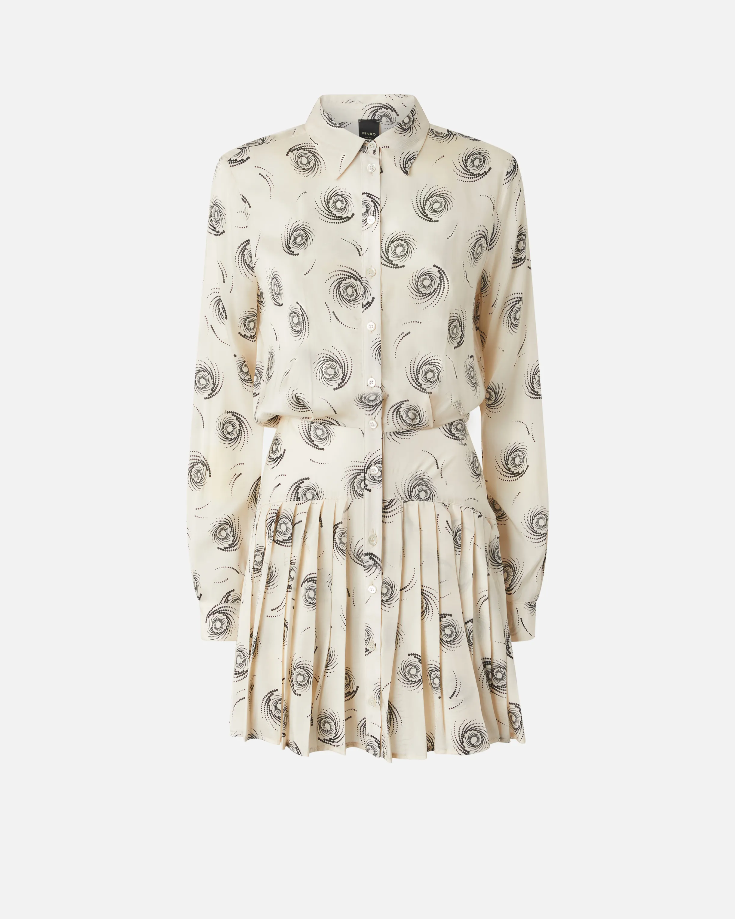  Abito chemisier corto in twill stampa vortici    