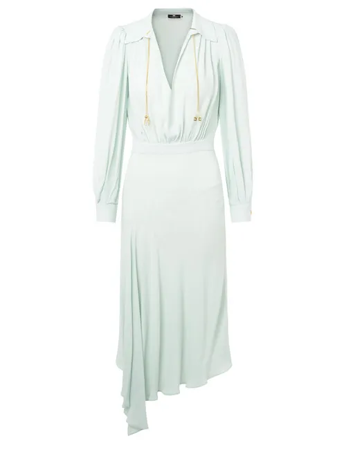 Abito chemisier Elisabetta Franchi verde acqua con gonna asimmetrica