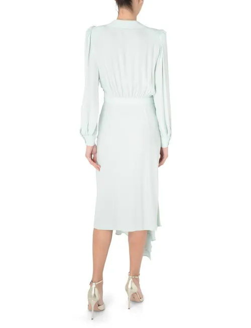Abito chemisier Elisabetta Franchi verde acqua con gonna asimmetrica