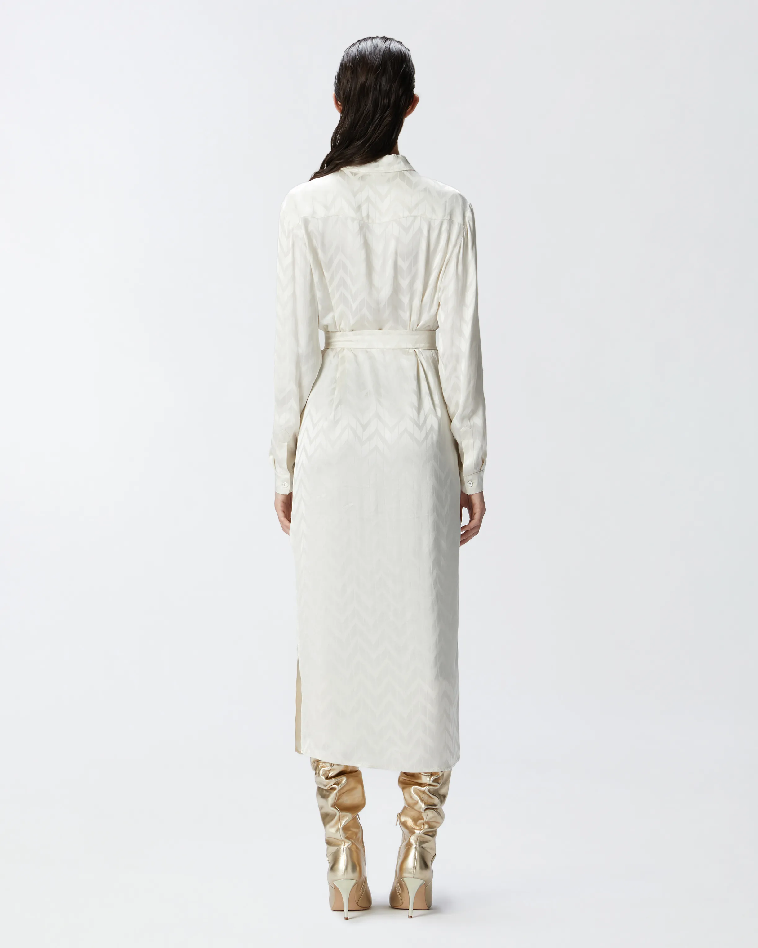  Abito chemisier in satin jacquard    
