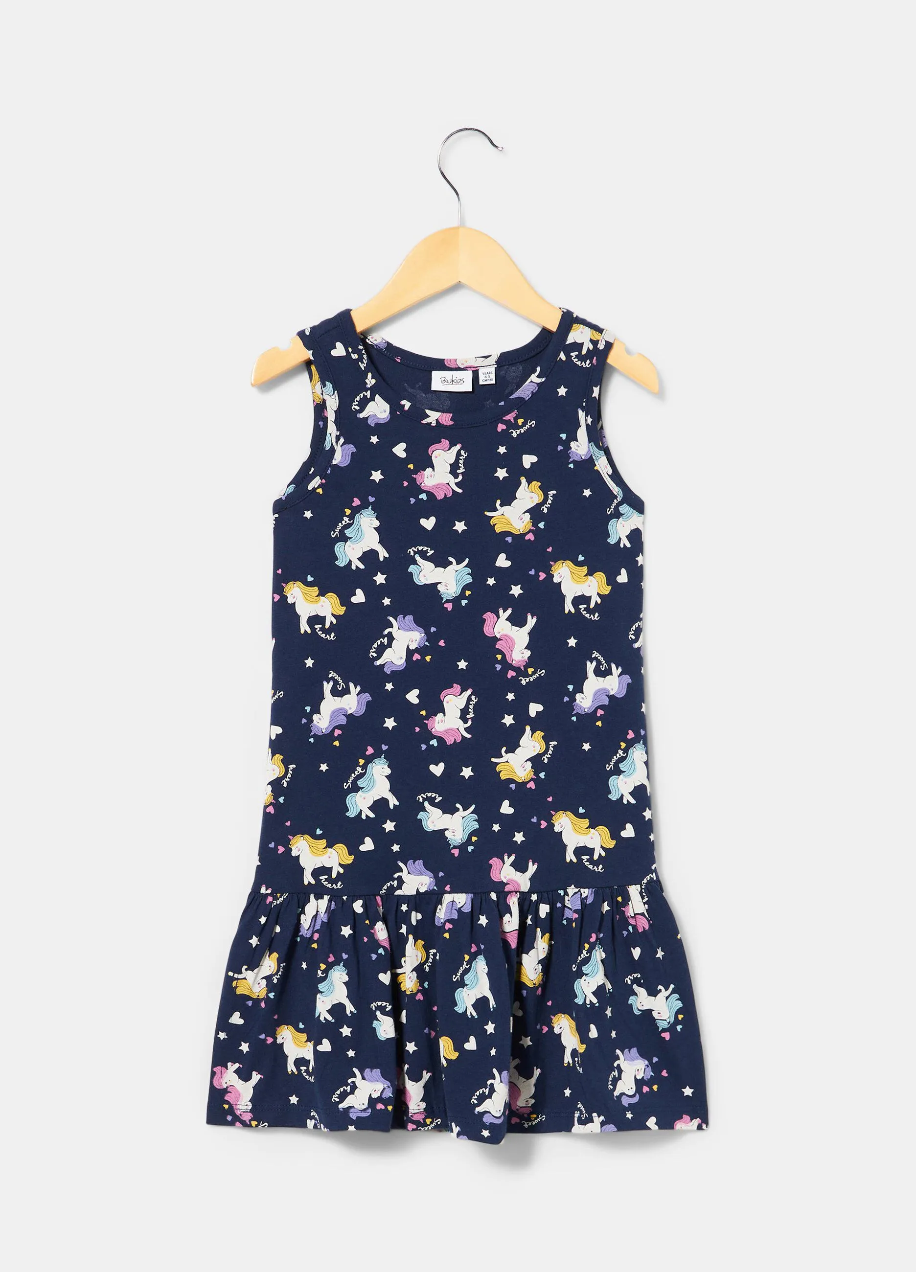 Abito in puro cotone con gonna arricciata bambina