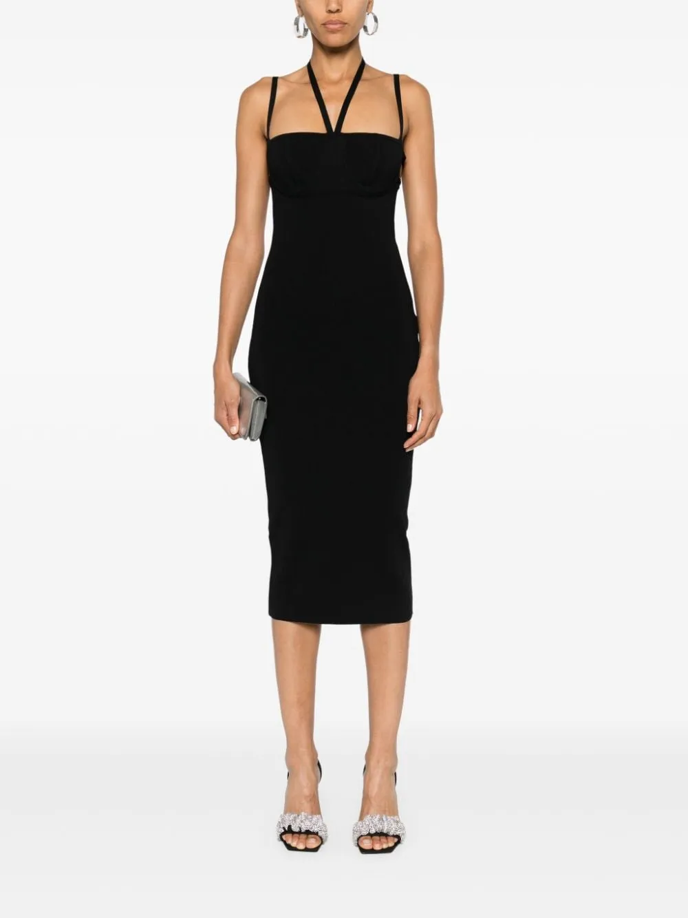 Abito midi a coste in nero Andreadamo - donna