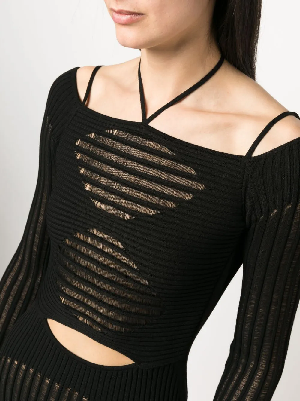 Abito midi a coste in nero - donna