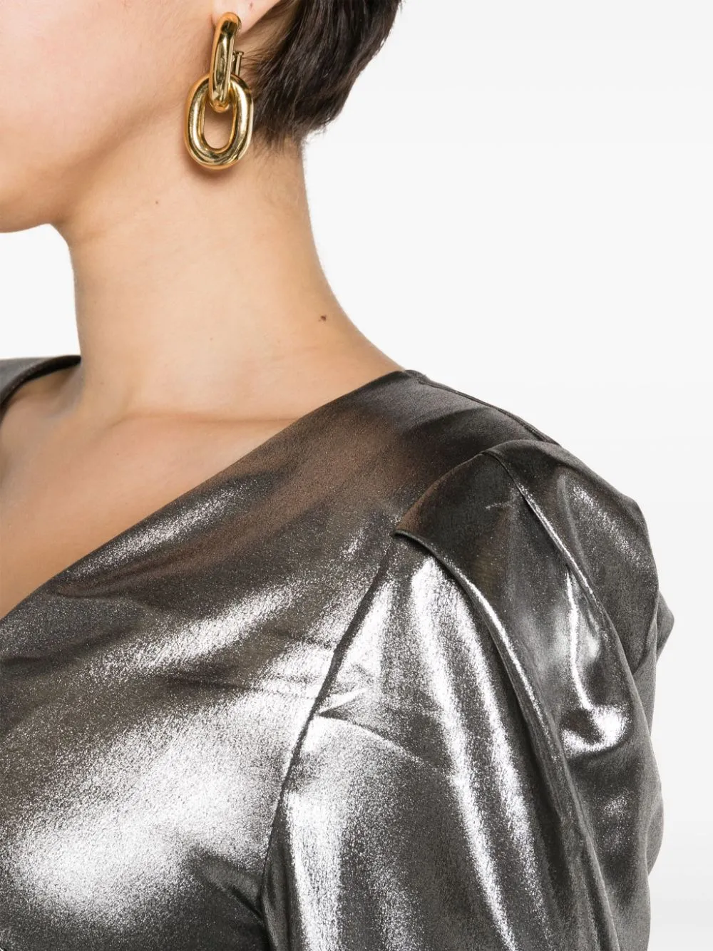 Abito midi lamé in argento - donna