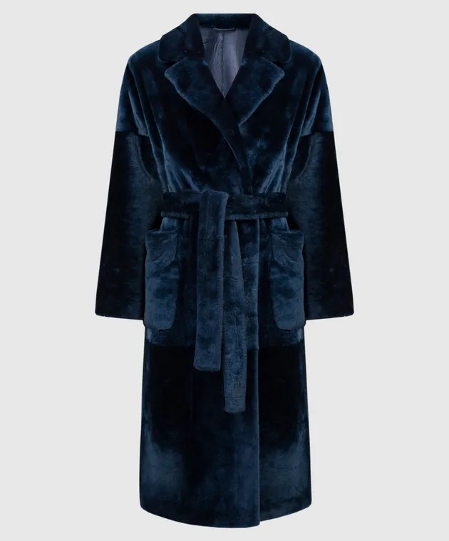 Babe Pay Pls Cappotto in shearling blu doppiopetto 2027SETA
