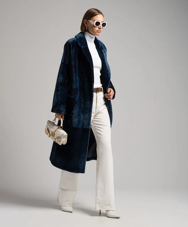 Babe Pay Pls Cappotto in shearling blu doppiopetto 2027SETA