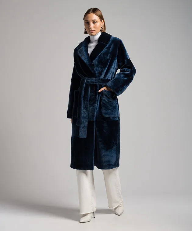 Babe Pay Pls Cappotto in shearling blu doppiopetto 2027SETA