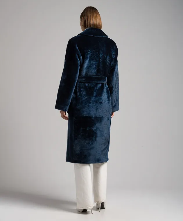 Babe Pay Pls Cappotto in shearling blu doppiopetto 2027SETA