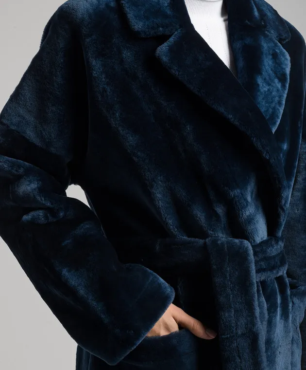 Babe Pay Pls Cappotto in shearling blu doppiopetto 2027SETA