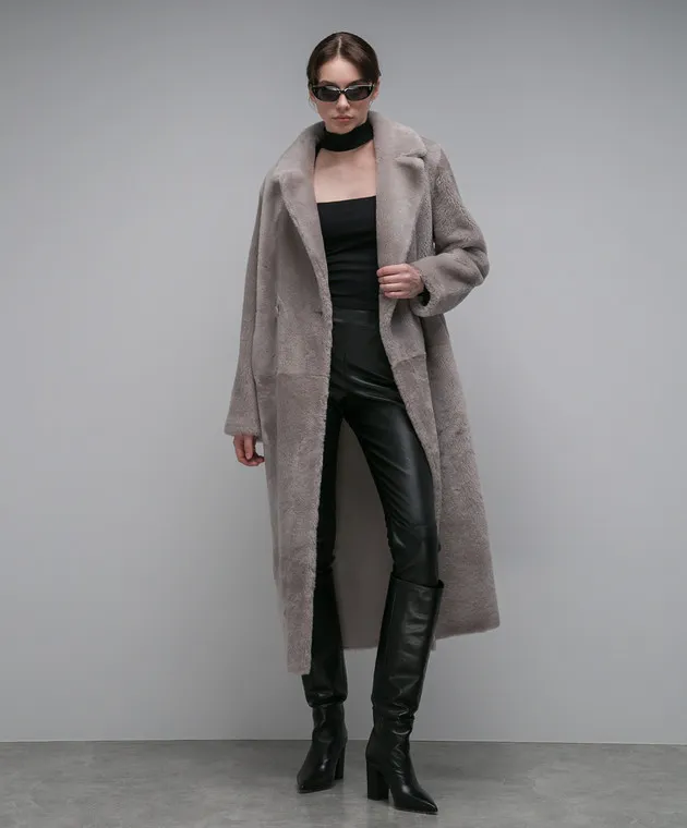 Babe Pay Pls Cappotto in shearling grigio doppiopetto 2227MERINO
