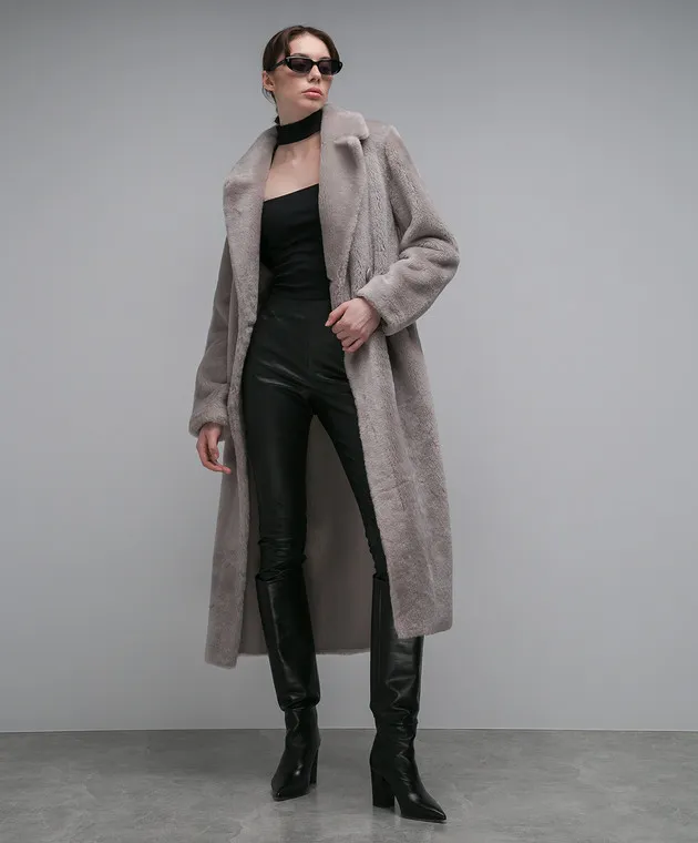 Babe Pay Pls Cappotto in shearling grigio doppiopetto 2227MERINO