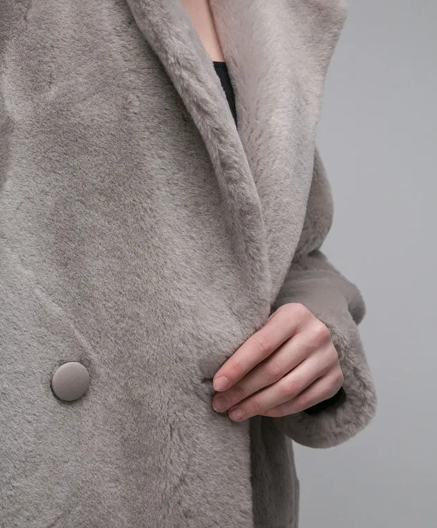 Babe Pay Pls Cappotto in shearling grigio doppiopetto 2227MERINO