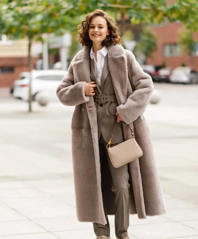 Babe Pay Pls Cappotto in shearling grigio doppiopetto 2227MERINO