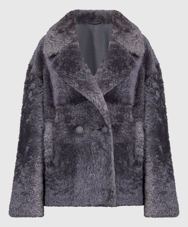 Babe Pay Pls Cappotto in shearling grigio doppiopetto 2310MERENILLO