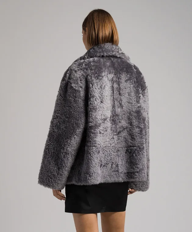 Babe Pay Pls Cappotto in shearling grigio doppiopetto 2310MERENILLO