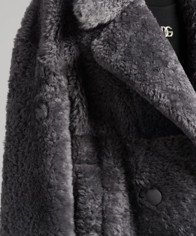 Babe Pay Pls Cappotto in shearling grigio doppiopetto 2310MERENILLO