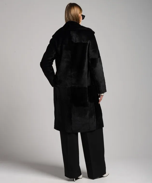 Babe Pay Pls Cappotto in shearling nero doppiopetto 1726MERINO