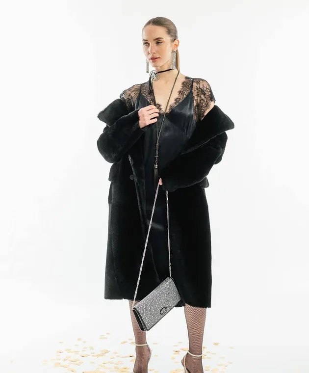Babe Pay Pls Cappotto in shearling nero doppiopetto 1726MERINO