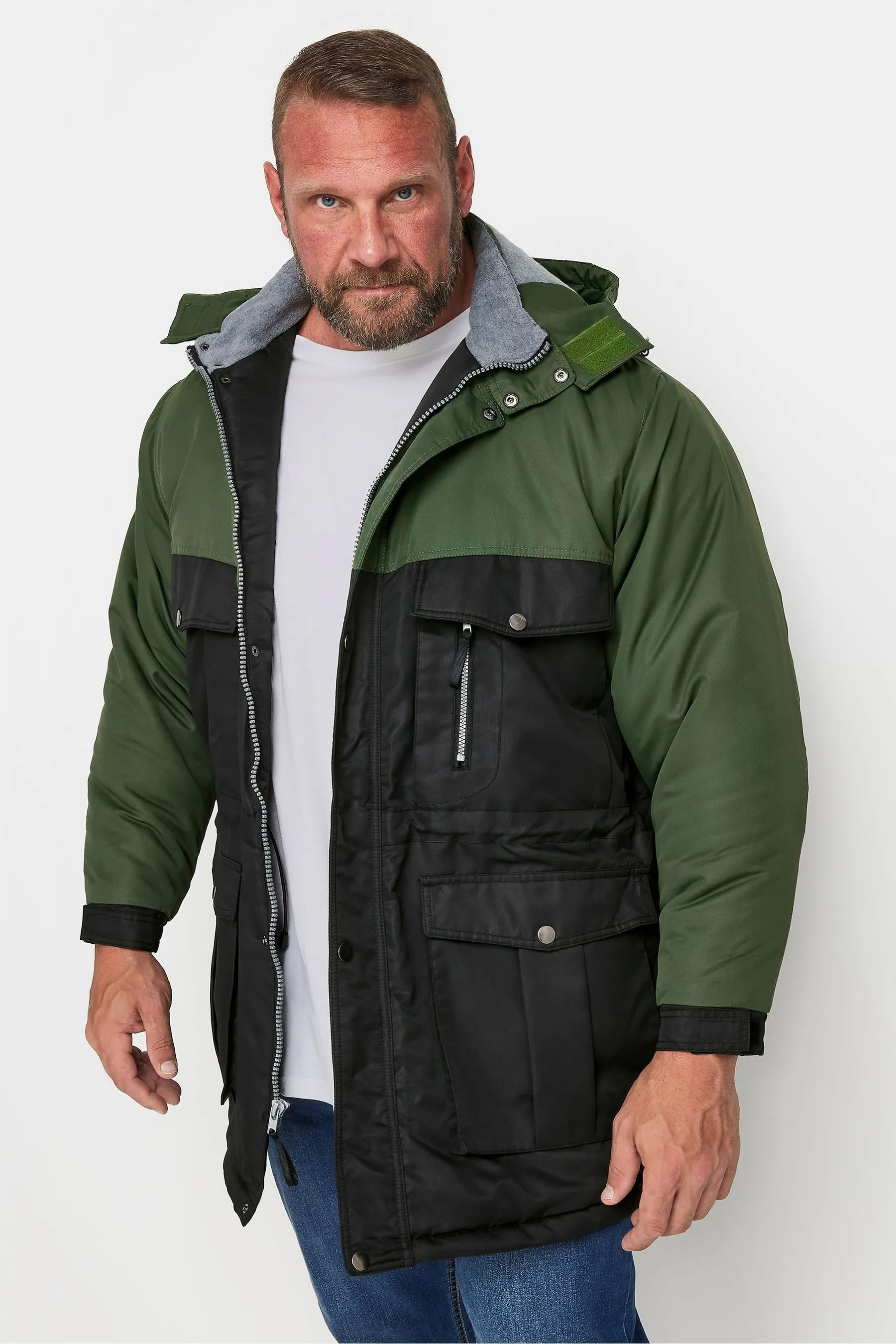 BadRhino Big & Tall - Cappotto con Con cappuccio foderato in pile