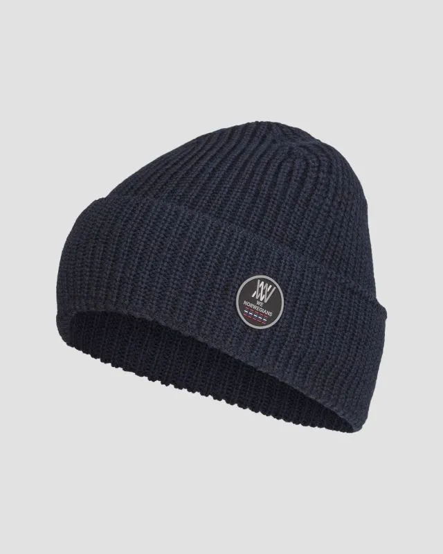 Berretto blu scuro in lana unisex We Norwegians Kvitfjell