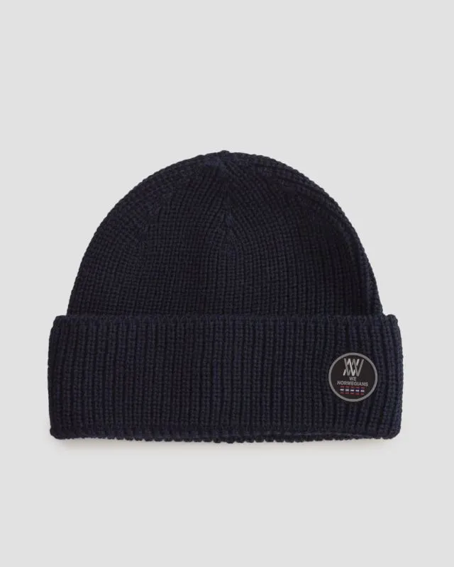 Berretto blu scuro in lana unisex We Norwegians Kvitfjell