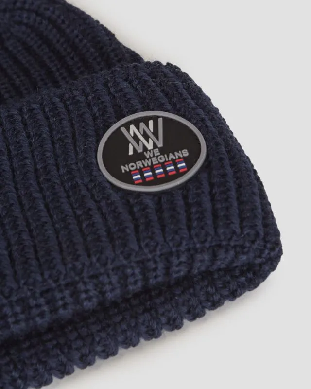 Berretto blu scuro in lana unisex We Norwegians Kvitfjell