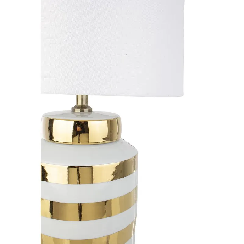 Bizzotto Lampada tav. Honey porcellana bia-oro h63