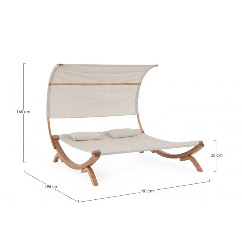Bizzotto outdoor Lettino 2 posti con tettuccio con cuscino Noes