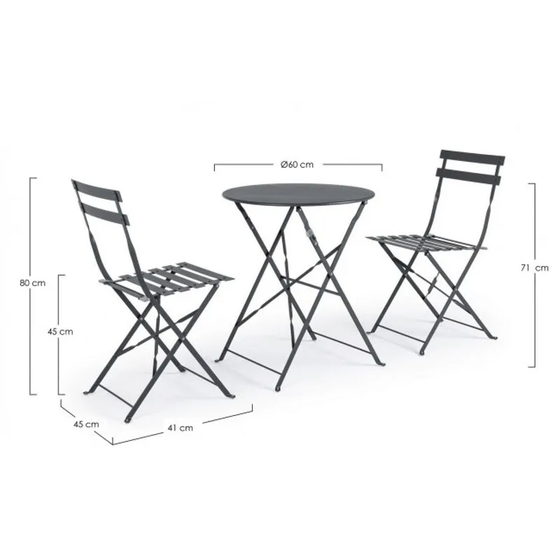 Bizzotto outdoor Set 3 bistrot Wissant antracite
