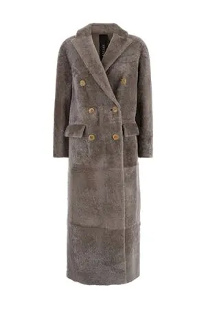 BLANCHA Abbigliamento,Cappotti Cappotto in shearling doppiopetto grigio talpa 