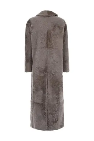 BLANCHA Abbigliamento,Cappotti Cappotto in shearling doppiopetto grigio talpa 