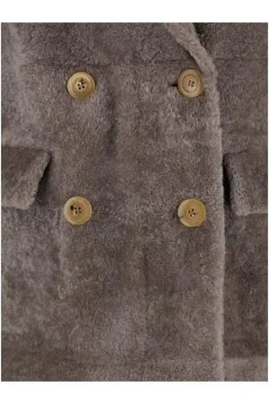 BLANCHA Abbigliamento,Cappotti Cappotto in shearling doppiopetto grigio talpa 