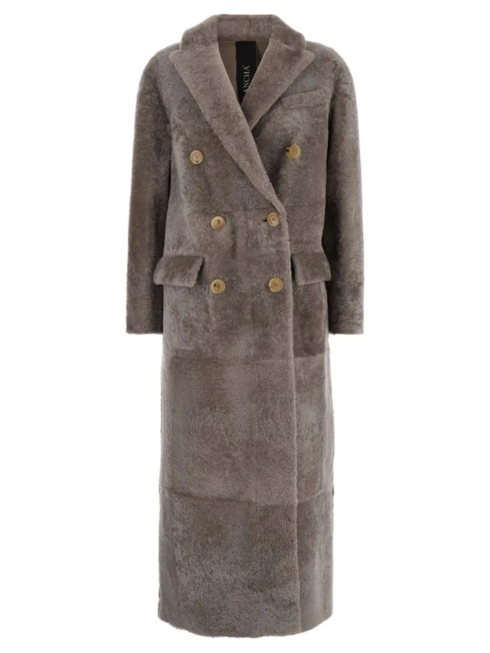 BLANCHA Abbigliamento,Cappotti Cappotto in shearling doppiopetto grigio talpa 