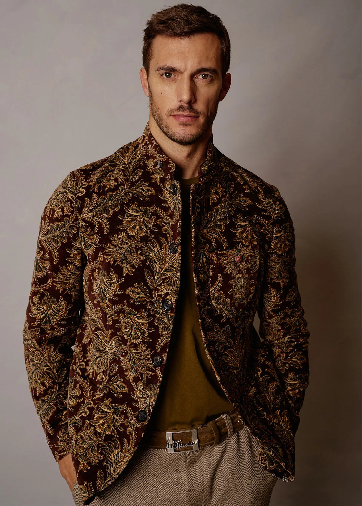 Blazer in velluto con motivo damascato Lusandro    