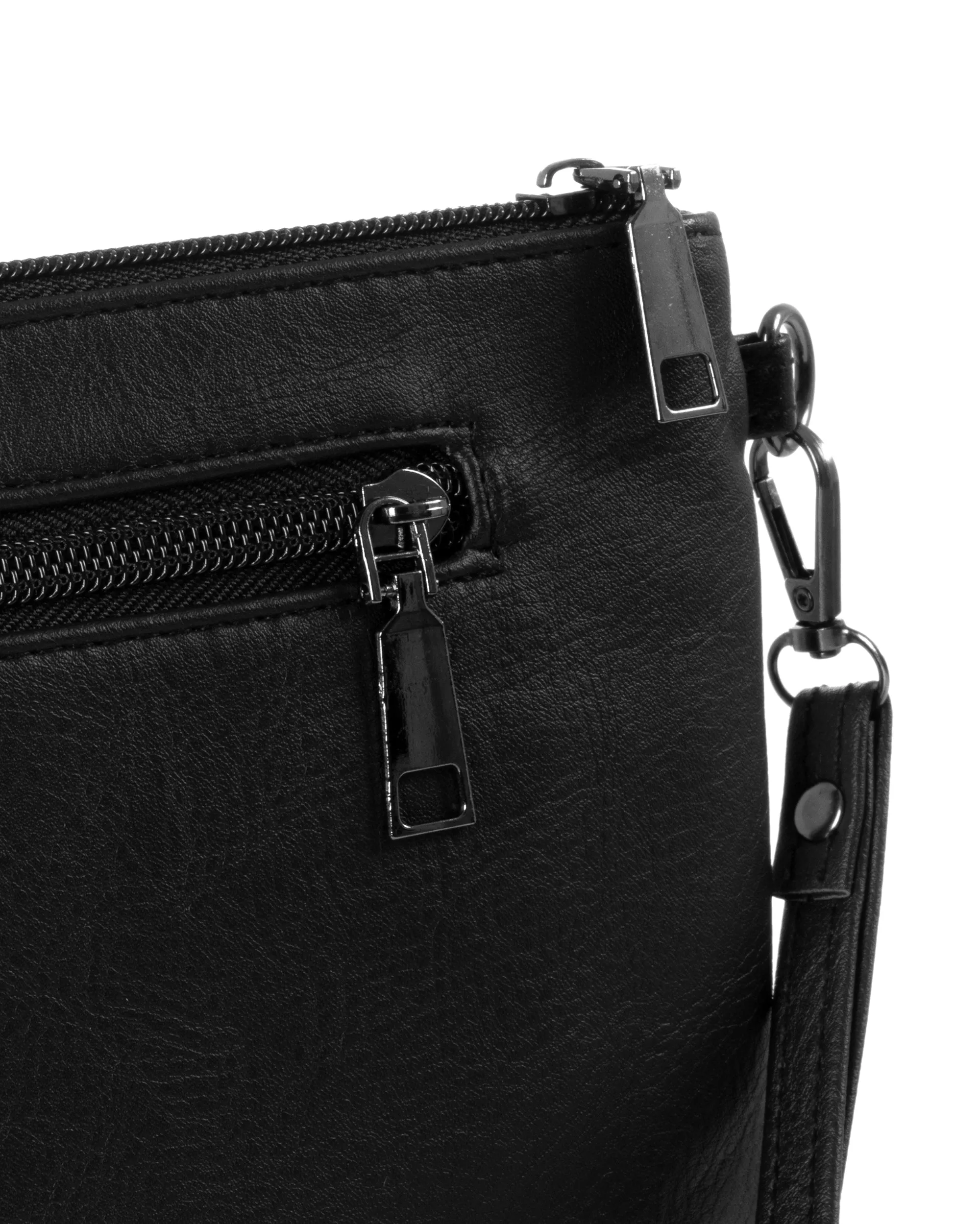 Borsa Borsello Uomo Borsetta Pochette a Mano Unisex Ecopelle Martellata Zip Casual Nero GIOSAL-ZU1111A