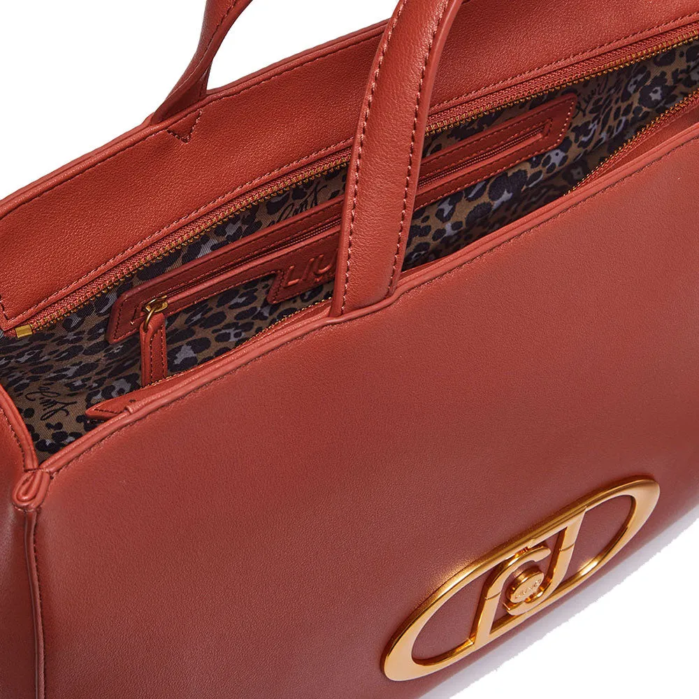Borsa Donna a Mano LIU JO Better Ecosostenibile Effetto Bottalato Dark Tea