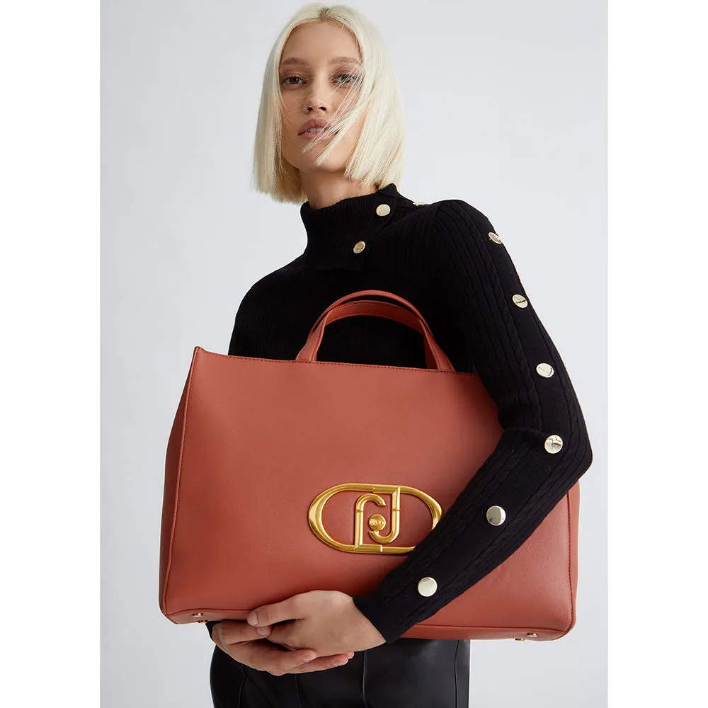 Borsa Donna a Mano LIU JO Better Ecosostenibile Effetto Bottalato Dark Tea