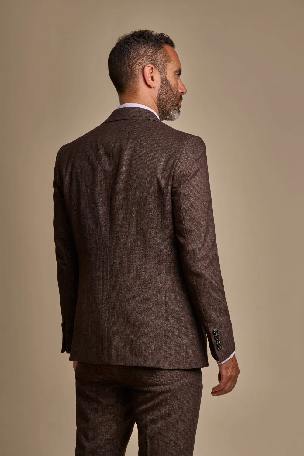 Brown plaid cavani tweed suit with waistcoat