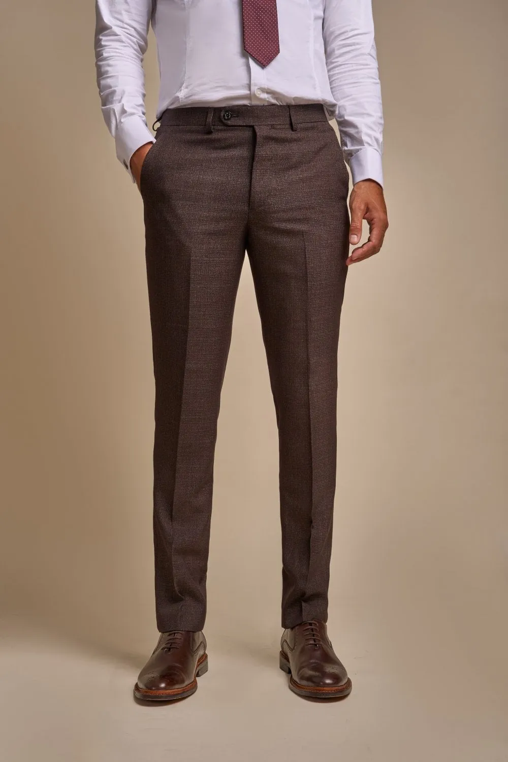 Brown plaid cavani tweed suit with waistcoat