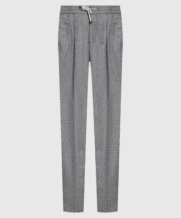 Brunello Cucinelli Pantaloni in lana fantasia grigia ME257E1740