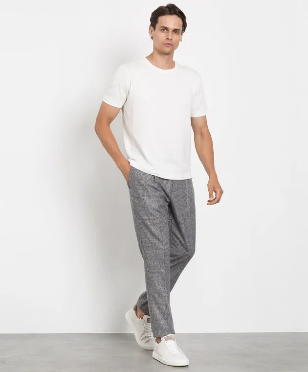 Brunello Cucinelli Pantaloni in lana fantasia grigia ME257E1740