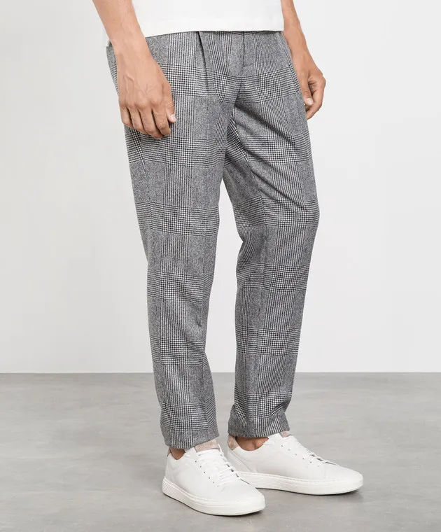 Brunello Cucinelli Pantaloni in lana fantasia grigia ME257E1740
