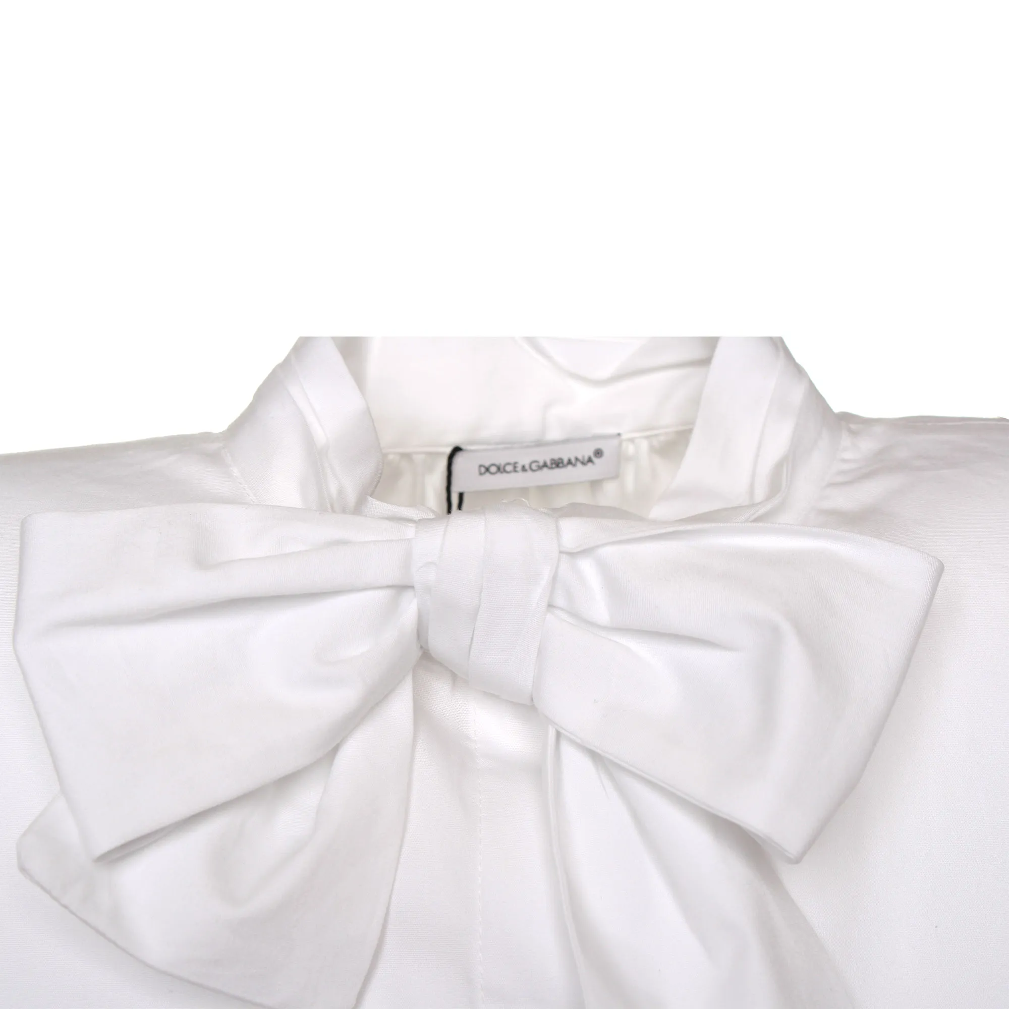 Camicia Bianca Con Fiocco Al Collo
