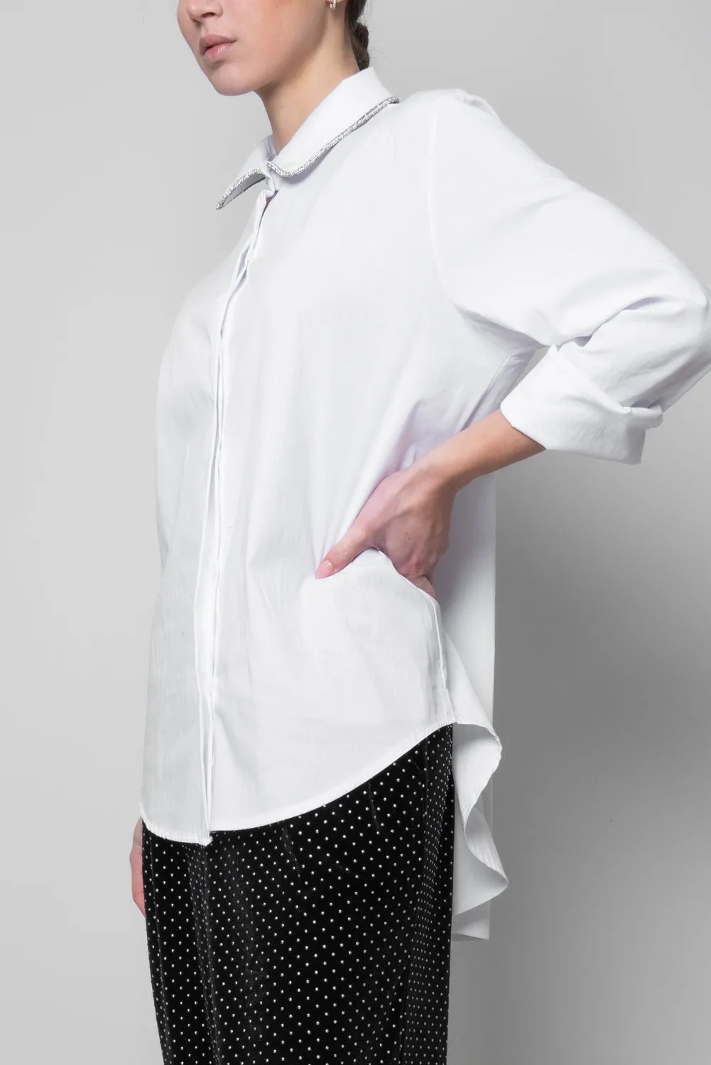 Camicia con colletto di strass