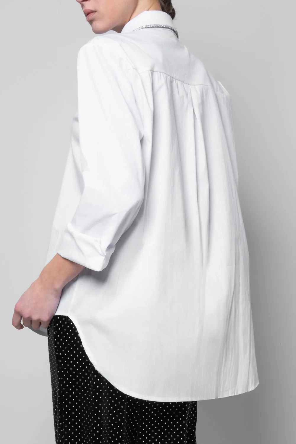 Camicia con colletto di strass