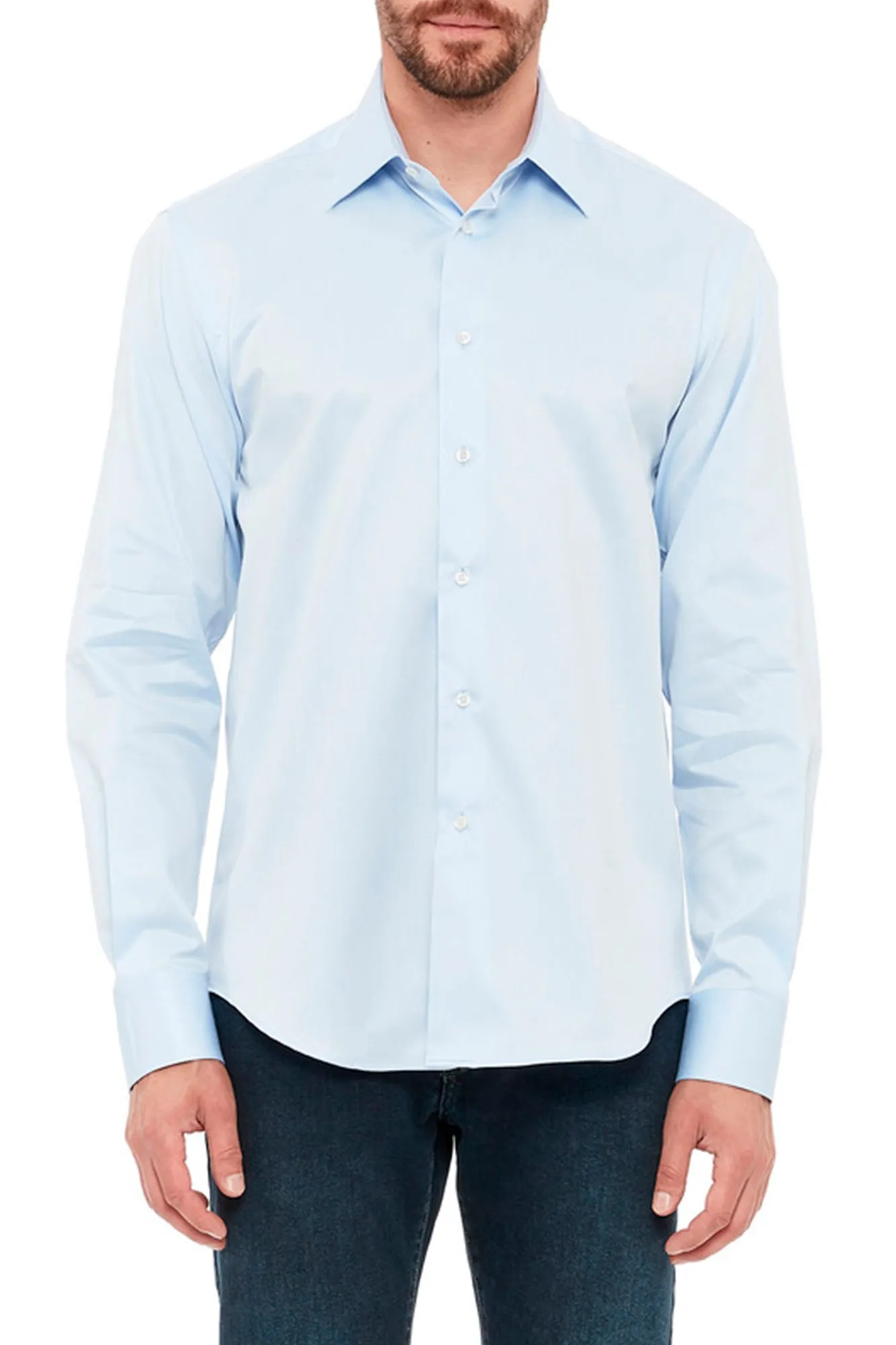 Camicia regular in cotone doppio ritorto con collo italiano